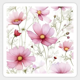 Watercolor Wildflower Wild Cosmos Pattern 2 Sticker